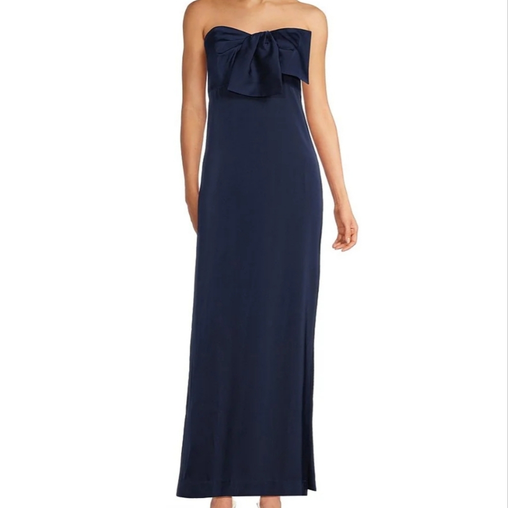 Lilly Pulitzer - "Carlynn" Strapless Satin Maxi Dress with Bow